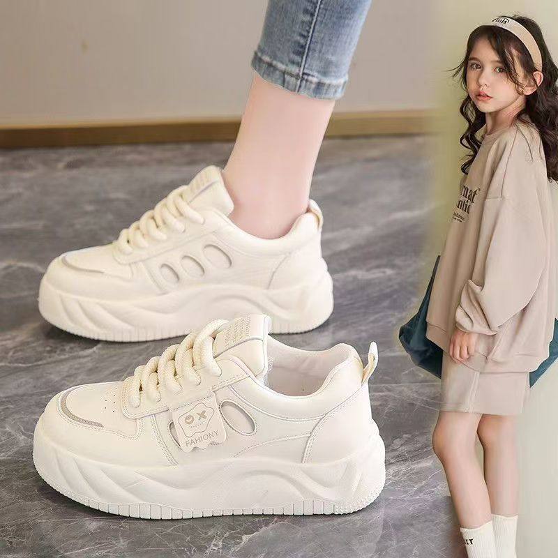 女童春季新款厚底防滑耐磨小白鞋