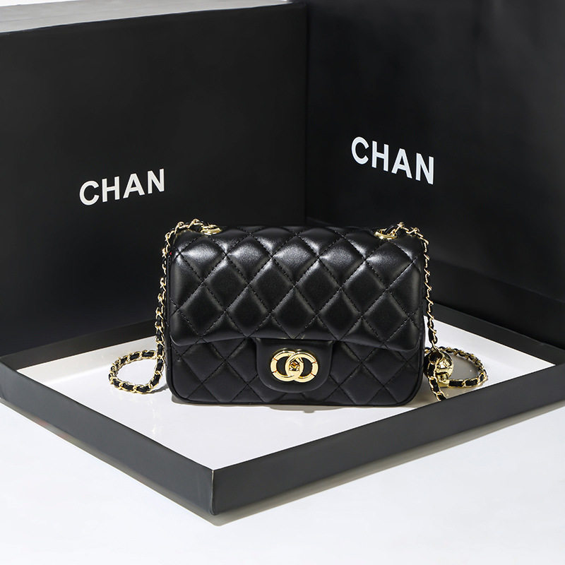 轻奢真皮小香风方胖子女包经典款菱格链条单肩腋下高级感斜挎女包