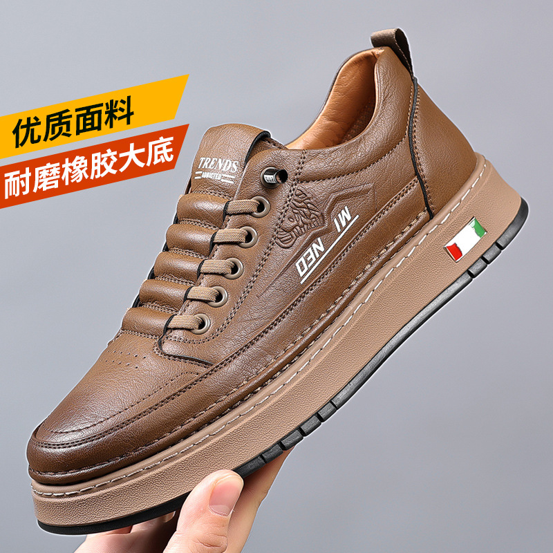 冬款奥伦软皮一脚蹬男鞋跨境软底潮流百搭日常休闲皮鞋板鞋男鞋