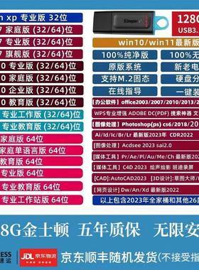 系统u盘金士顿电脑重装一键安装机win10专业7旗舰w11纯净pe启动