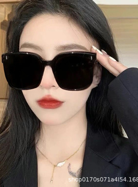 大号墨镜女一竖米钉款太阳镜韩版大脸显瘦防紫外线ins圆脸网红同