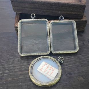 双面唐卡盒子4*5嘎乌盒挂件吊坠六字八宝海螺唐卡钢化玻璃盒外壳