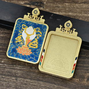 4*5双鹿钛钢唐卡画盒法螺唐卡盒嘎乌盒玻璃唐卡吊坠挂件男女通用