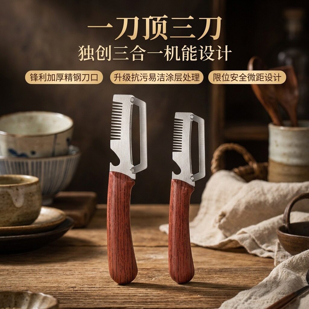【清仓价】三合一切丝不锈钢神器刨子削皮刀葱丝厨房甘蔗莴笋刮皮