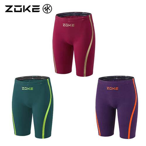 Zoke洲克FINA认证竞技连体速干五分游泳裤快速泳衣儿童青少年竞赛