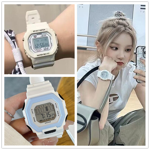 明星同款复古小方块电子手表男女