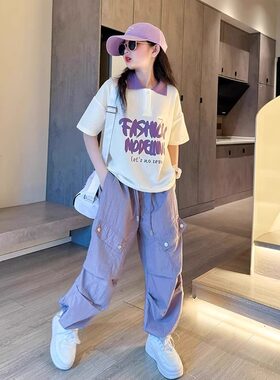 女童裤子夏装新款儿童洋气工装裤