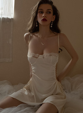 性感睡衣女新款冰丝吊带蕾丝边