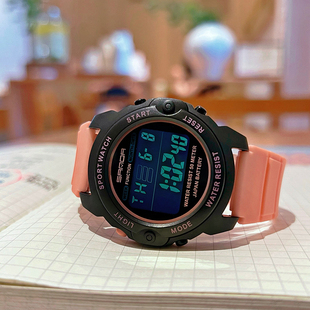 青少年运动电子表初高中女学生户外军训防水夜光硅胶带闹钟手表女