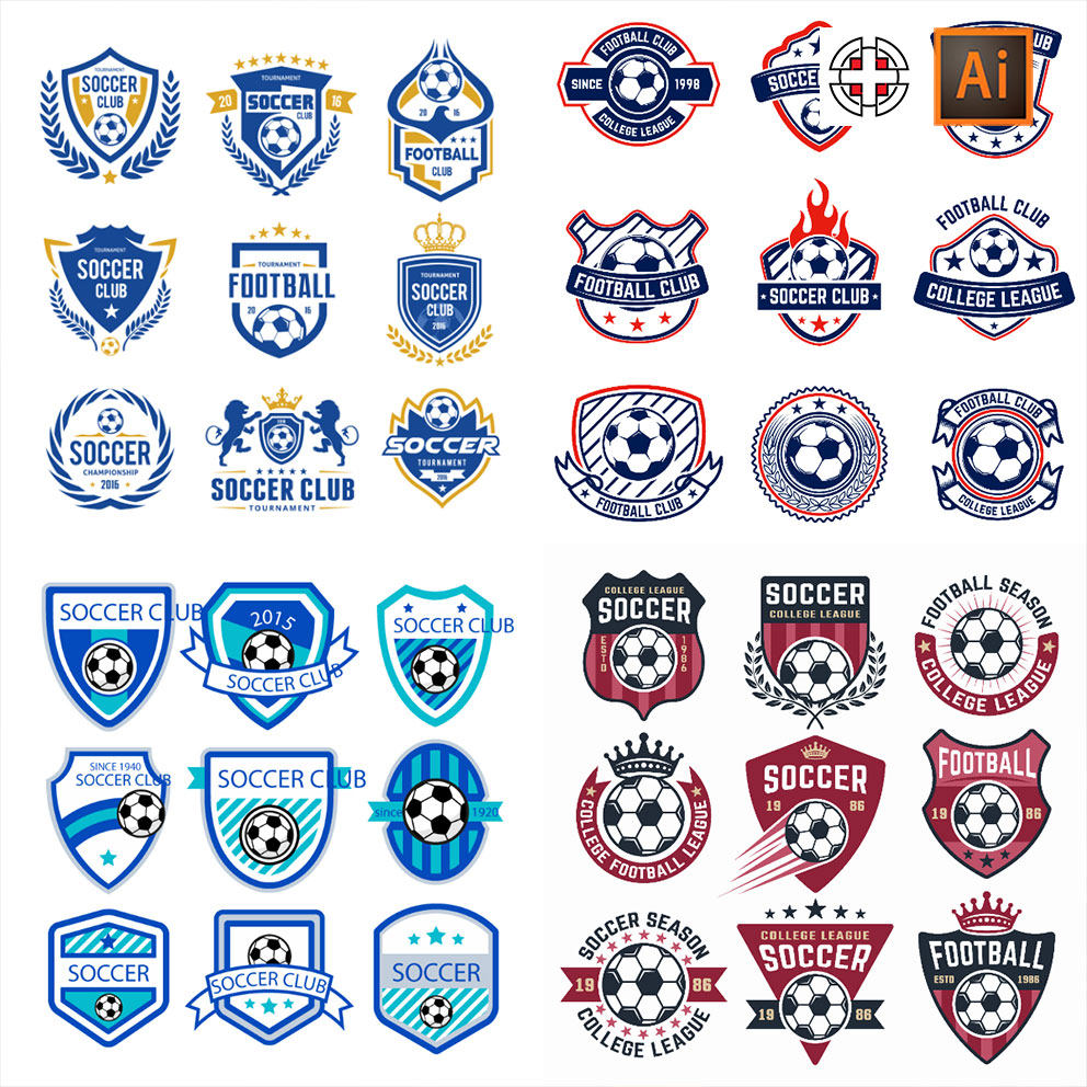 俱乐部培训学校足球logo标志图标ai矢量设计素材