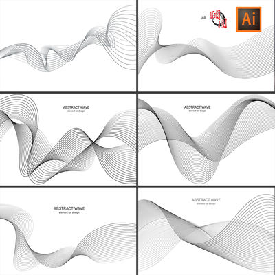 简单黑白波浪线条曲线装饰线条抽象背景AI矢量设计素材