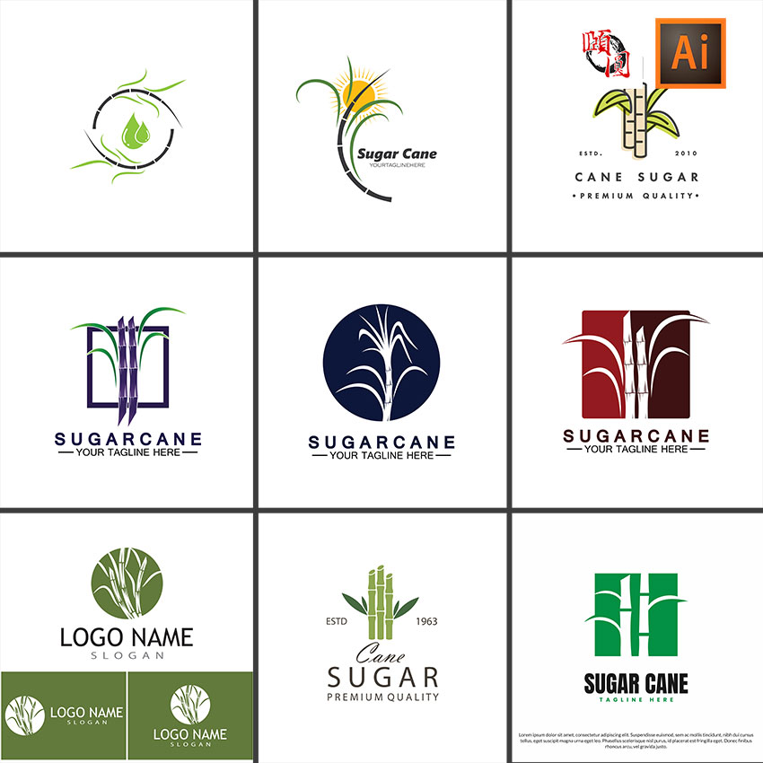 甘蔗图标LOGOAI矢量设计素材