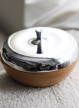 北欧仿实木储物罐干果盒糖果罐装饰盒样板房酒店售楼处前台装饰品