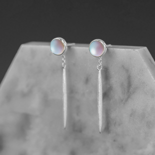 耳环女简约几何一字棍子耳钉国风琉璃设计感耳饰 显脸瘦