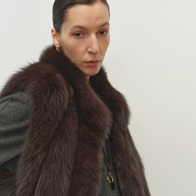 MSBEAST时髦叠穿芬兰进口蓝狐背毛立领竖排皮草马甲短丨济州雪境