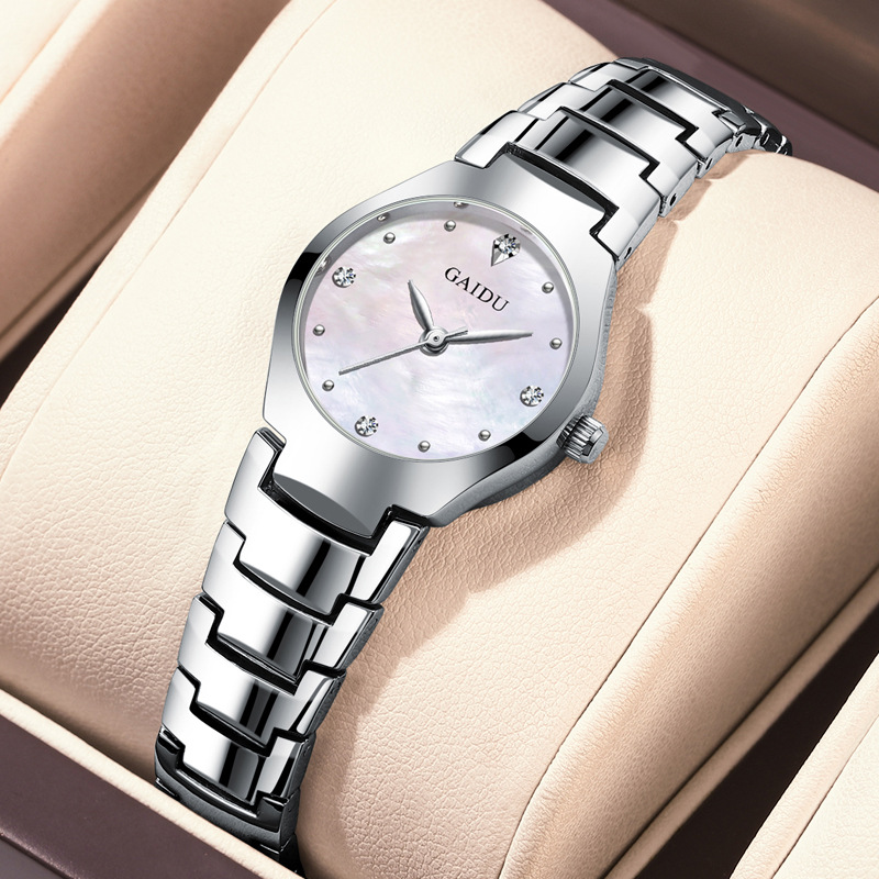 女士手表时尚简约女表超薄小巧精钢女生表学生小众钨钢色防水腕表