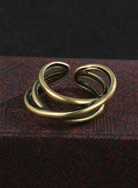冷淡设计ins古铜戒指复古做旧设