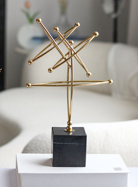 抽象艺术轻奢摆设现代样板房桌面软装饰品创意几何十字星层叠摆件
