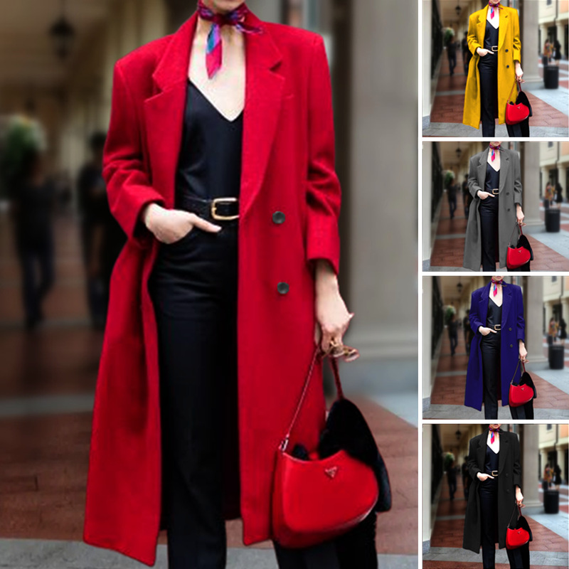 新品23秋冬毛呢女外套妮子风衣大衣日韩休闲长款