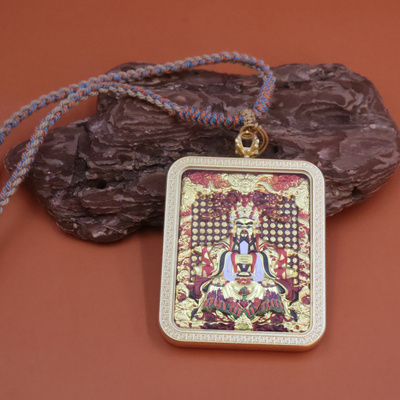 龙五爷唐卡九尾狐唐卡护身符吊坠挂绳守护神唐卡招财新款