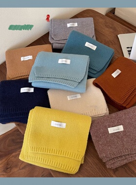 韩国东大门新款Feiding非町纯色韩版针织百搭毛线围巾学生围脖ins