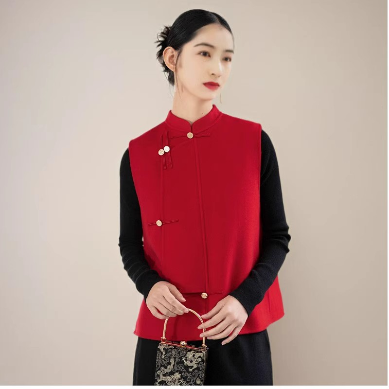唐装女新中式红色马甲中式女装中国风上2025春新款衣国风坎肩上衣