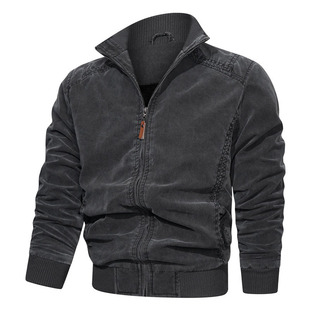 立领男装 夹克休闲宽松套男式 秋季 速卖通wish外贸纯棉水洗复古男士