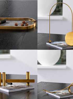 金色几何烛台，极简现代风，客厅