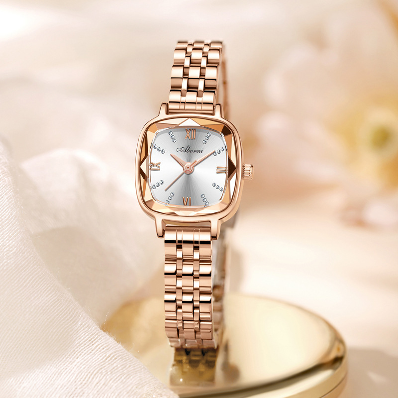 亚铂尼女士手表女表小方腕表防水小巧精钢女爆款时尚腕表