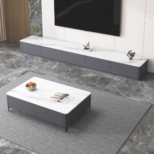 岩板电视柜落地客厅2026新款家用小户型简易茶几组合实木电视机柜