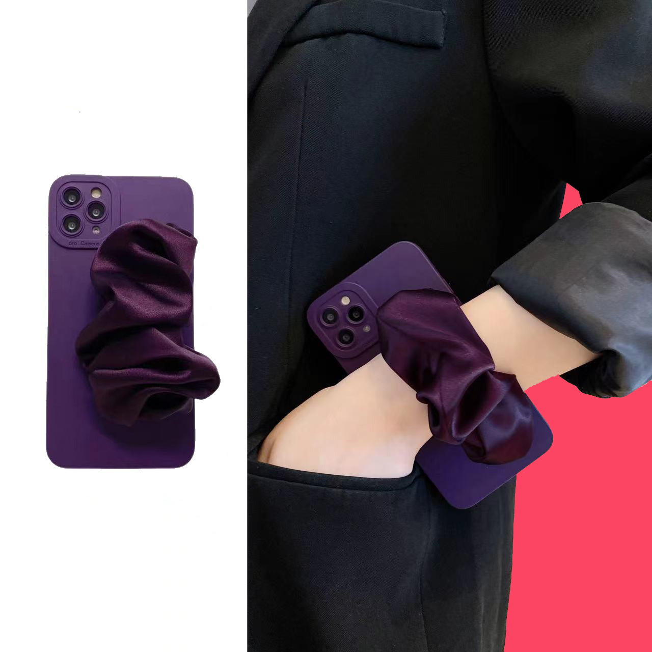 oppo适用A6手机壳A1A2A3A5 Pro丝巾腕带Reno14 K13K12K11K10K9 8 7 6弹力Find x8 X7X6X5紫A58A57A56A97套A36