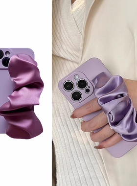 vivo适用Y100手机壳X200白鹿同款S20腕带Y36Y37m丝巾Y300Pro酒红x90S19S15S12S10Y77e Y33t Y55s Y76s紫色X80