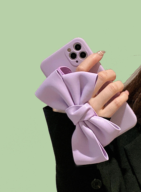 适用iPhone17手机壳16 15 Pro Max苹果14 Plus蝴蝶结13手腕带16e全包12皮质11粉Promax女款XR紫色AIR软XS套8P