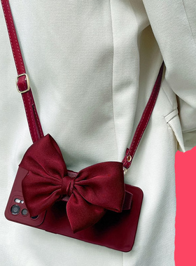 K80小米15手机壳14T K70红米Turbo3蝴蝶结Redmi Note14 pro腕带k60 K50至尊11T酒红12c紫色10丝巾k40s适用13R