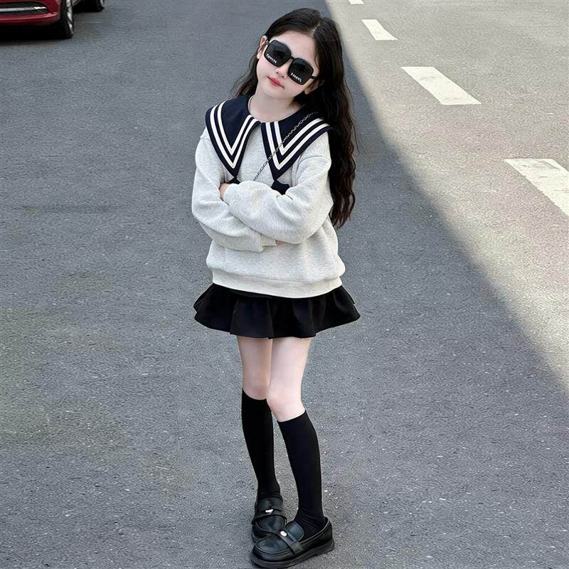 新品女童春装套装2026新款学院风卫衣儿童百褶裙两件套女孩春秋季