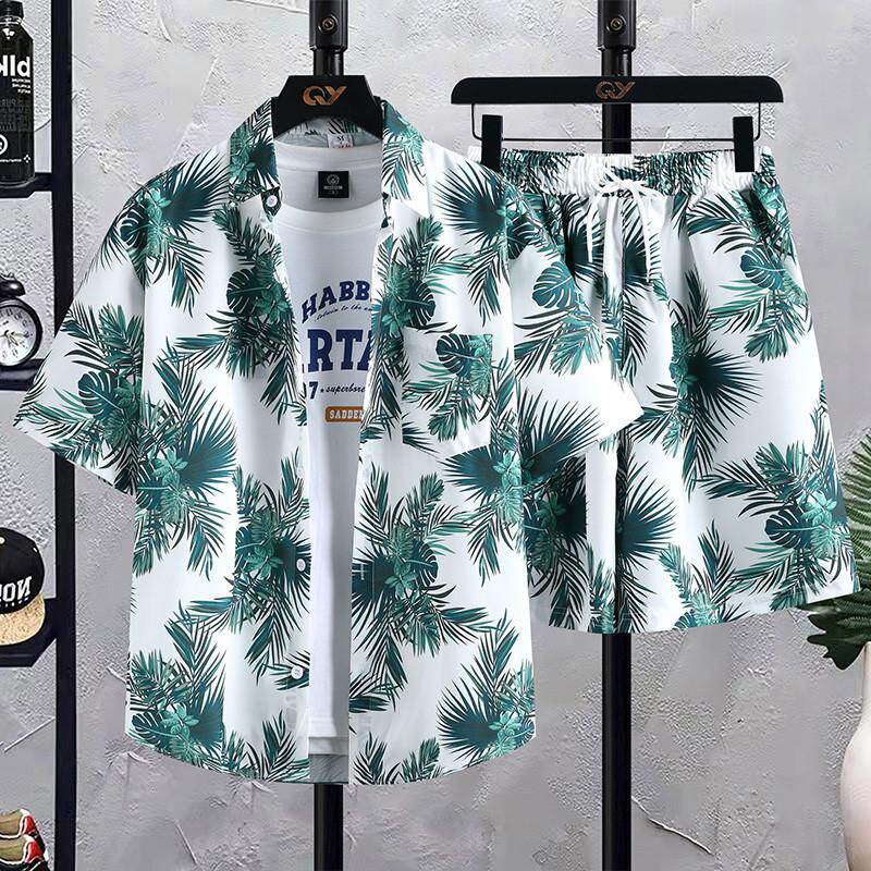 沙滩裤男夏季速干宽松大码泳裤海边度假沙滩服花短裤穿搭套装裤子