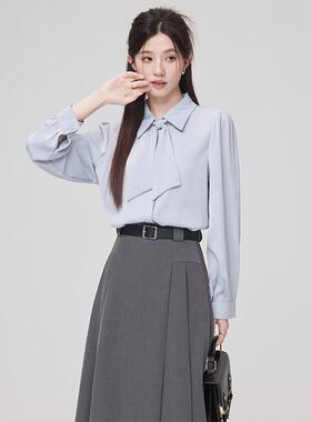 新品半口仙气春秋复试考研穿搭正式场合通勤教资面试上衣半身裙套