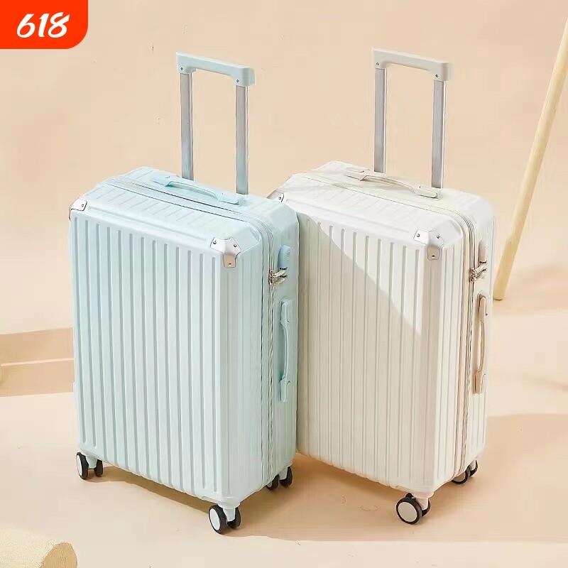 新款行李箱拉杆箱耐用结实24寸旅行箱大容量登机箱充电蓝色万向轮