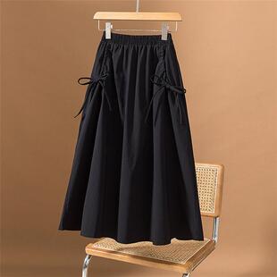 新品大码巨好看的黑色半身裙女春季胖mm高腰显瘦遮肚子中长款a字