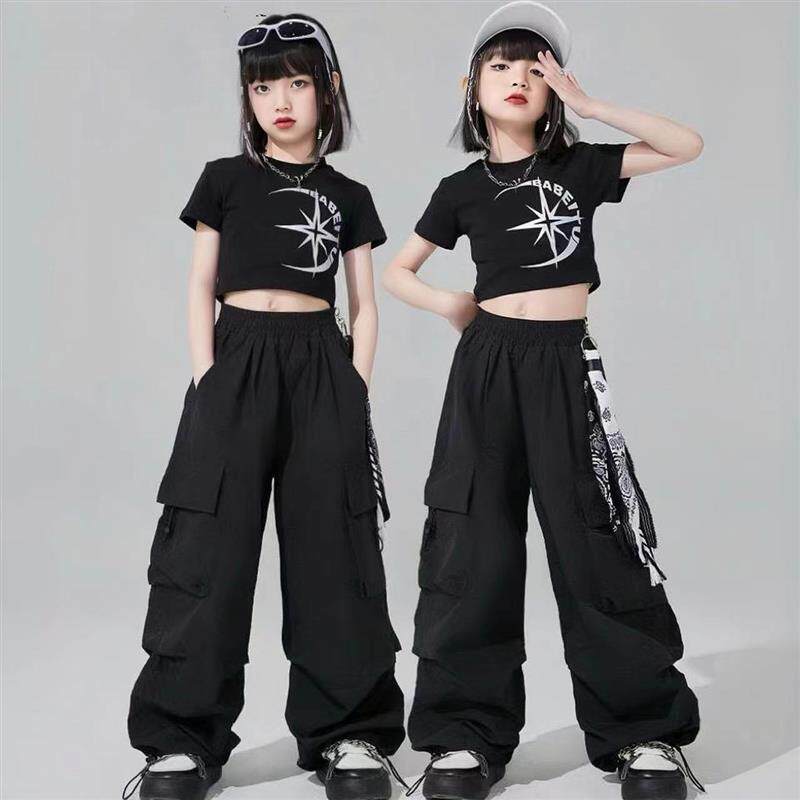 儿 童爵士舞服装女 童jazz长裤舞蹈服装hiphop少儿街舞服装炸街