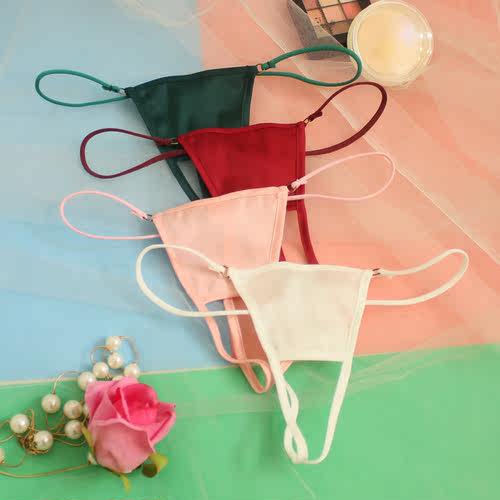 多色可选开档丁字裤冰丝缎面女T