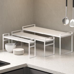 厨房窗台分层置物架可伸缩隔板台面叠加收纳层架极窄桌面隔断神器