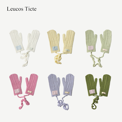 麻花针织手套女秋冬挂脖款