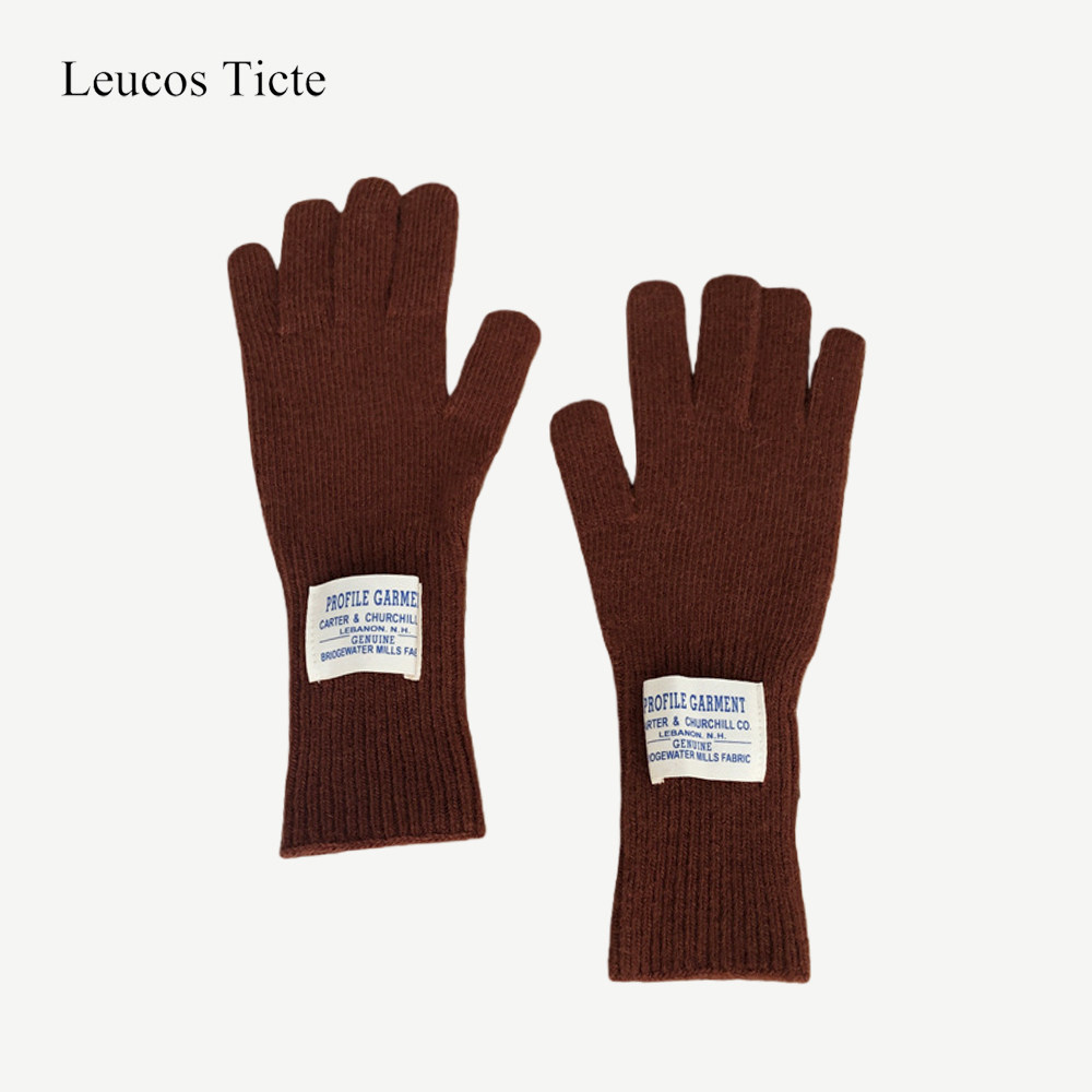 羊毛手套女韩版ins博主纯色分指手套学生保暖触屏五指手套男