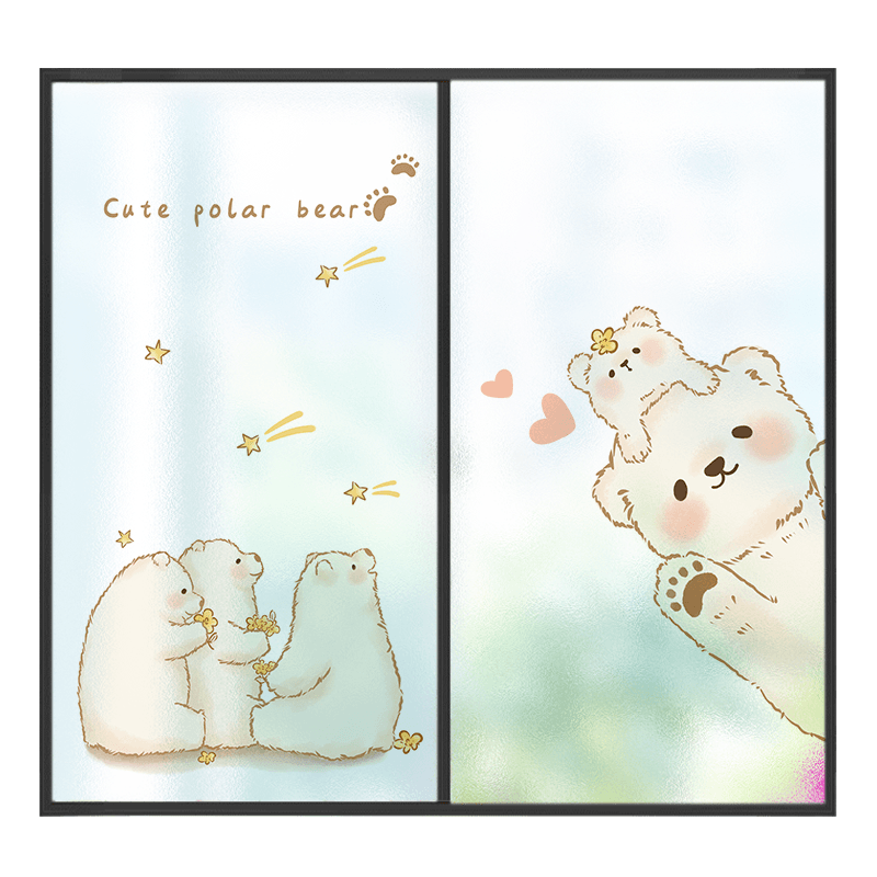 卡通卧室透光不透明窗户纸自粘