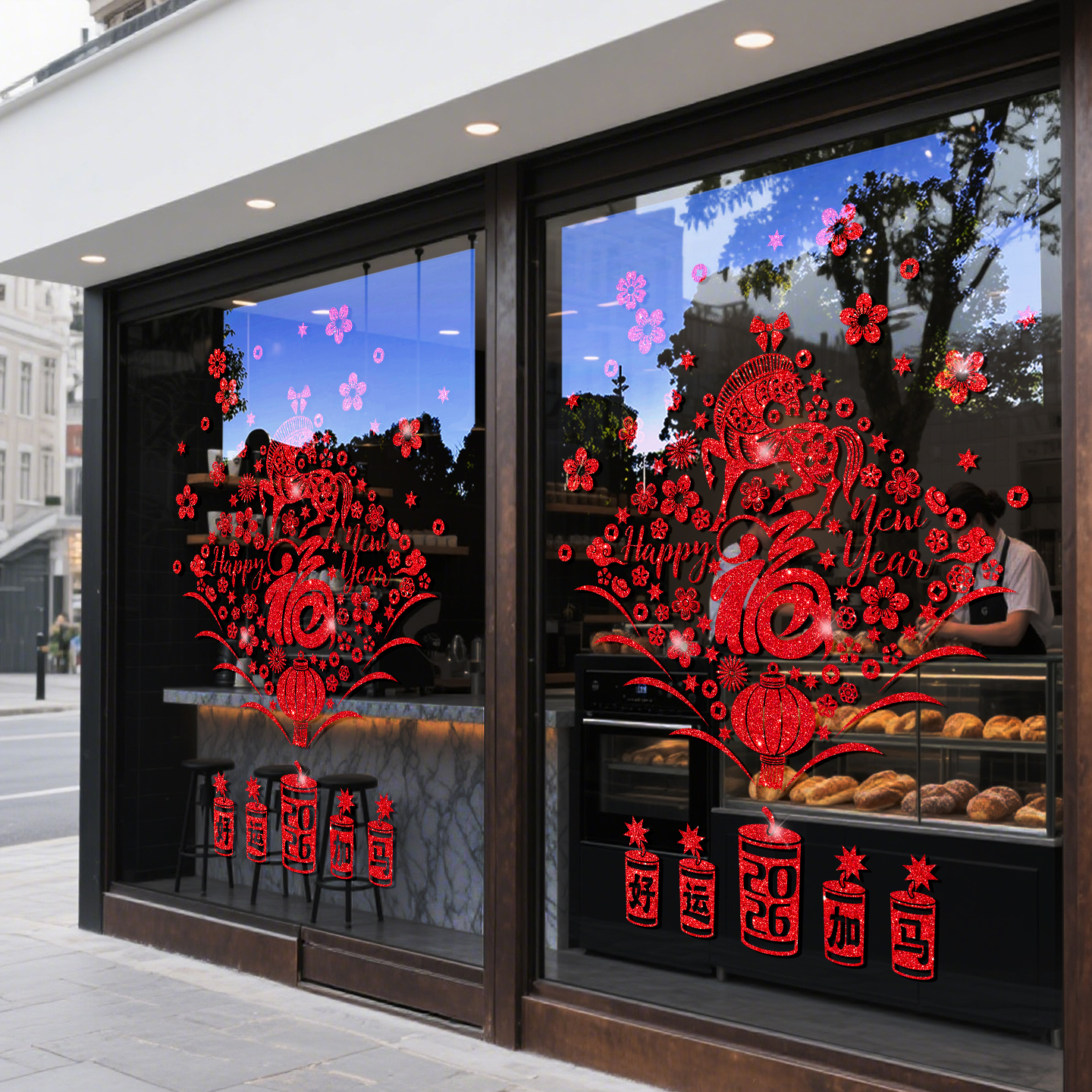 2026年马年春节装饰鞭炮福字窗花