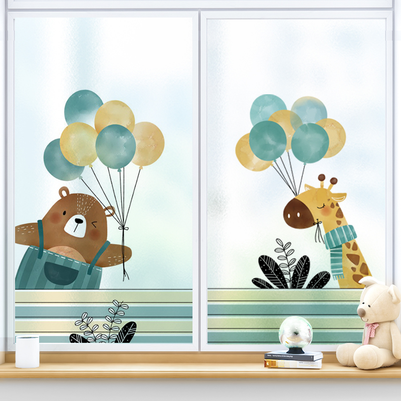 卡通贴玻璃纸透光不透明卧室隔热膜窗户防晒遮光贴纸静电贴膜防窥