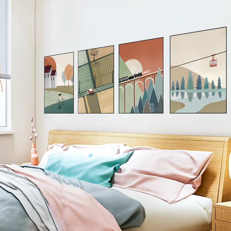 客厅墙面墙纸自粘沙发背景墙装饰贴画现代简约卧室田园风景抽象画图片