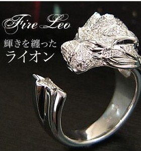 男戒精致细工925银复古个性潮男食指扳指狮子开口镶嵌纯银戒指