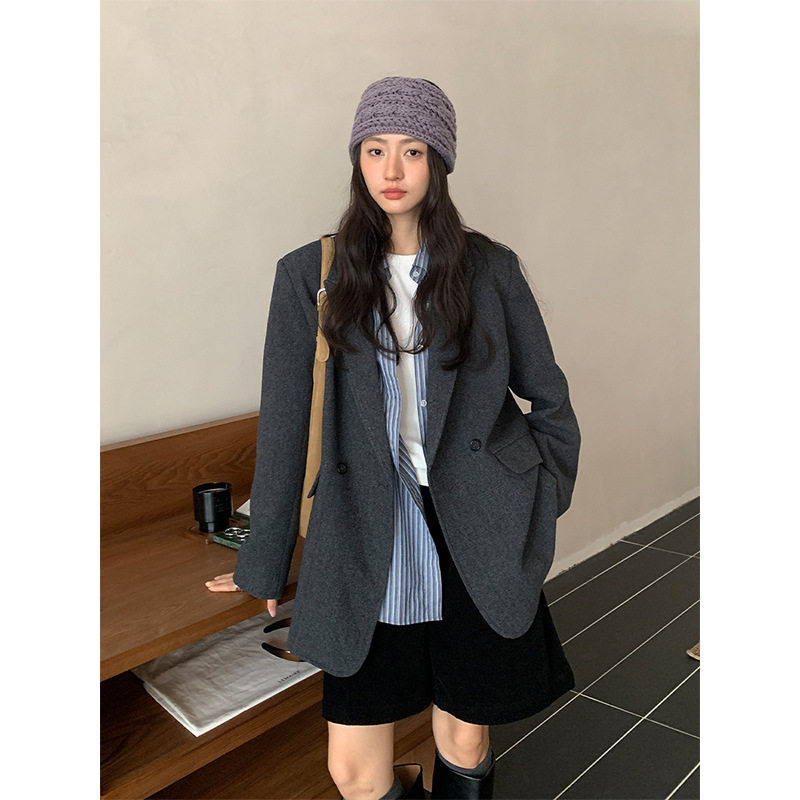 THE MIND羊毛高级感西装外套女2025秋冬新款韩版毛呢西服